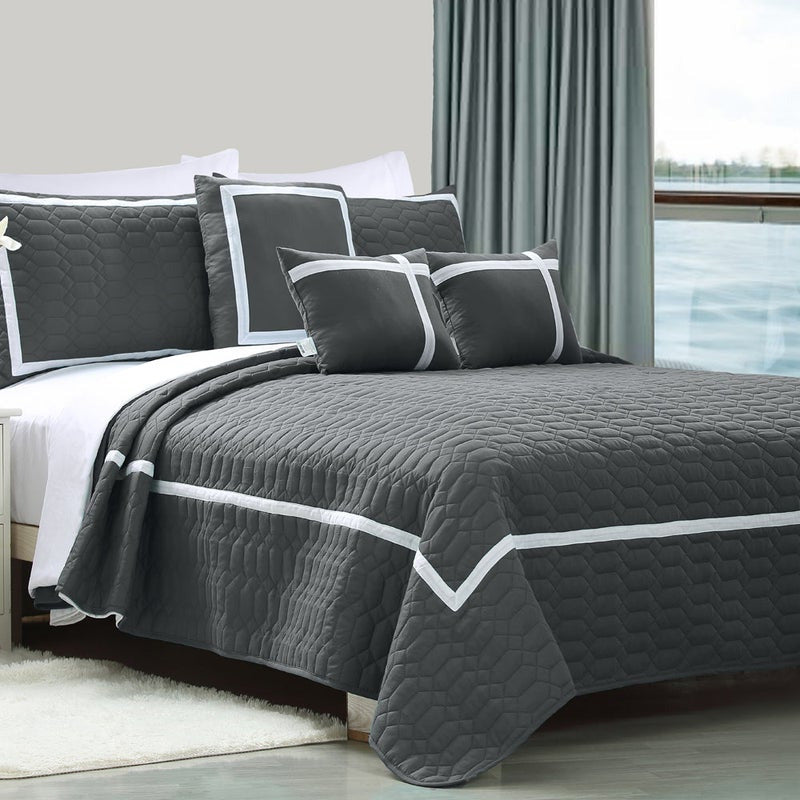 10pc Two-Tone Embossed Modern Comforter Set | 10 Piece Stylish Bed Set Includes a Full Sheet Set