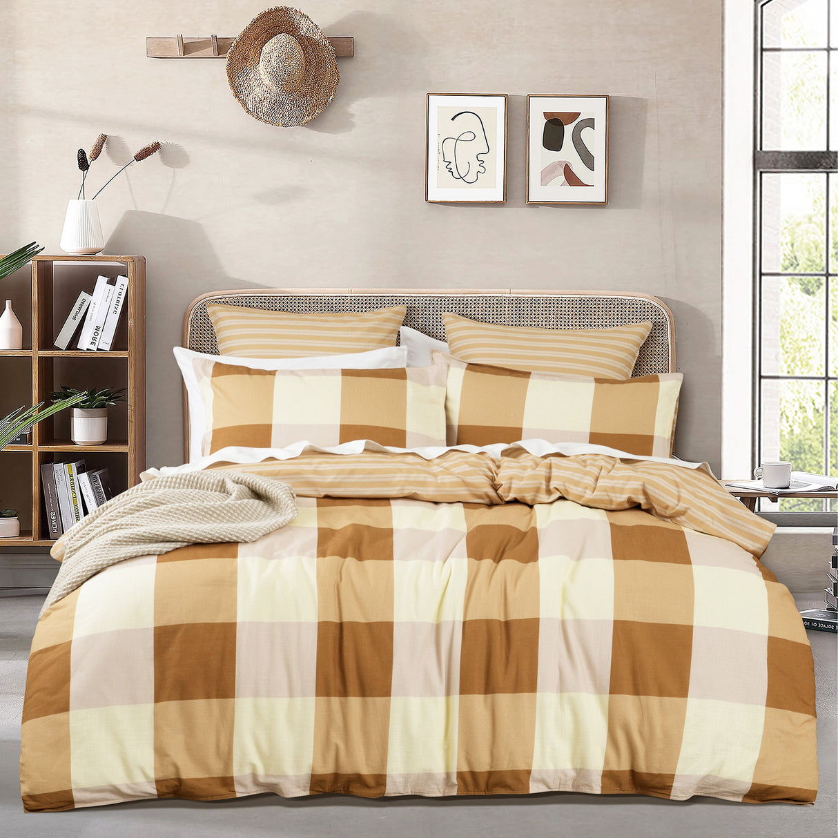 300TC 100% Cotton Reversible Prague Checks Quilt Cover Set by Renee Taylor | 4 Sizes