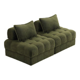 Amorio Verde Modular Sofa Lounge Set | Adjustable Armless Boucle Green Fabric Sofa Modular Lounge