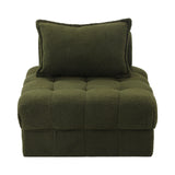 Amorio Verde Modular Sofa Lounge Set | Adjustable Armless Boucle Green Fabric Sofa Modular Lounge