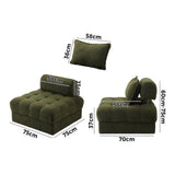 Amorio Verde Modular Sofa Lounge Set | Adjustable Armless Boucle Green Fabric Sofa Modular Lounge