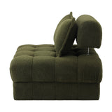 Amorio Verde Modular Sofa Lounge Set | Adjustable Armless Boucle Green Fabric Sofa Modular Lounge