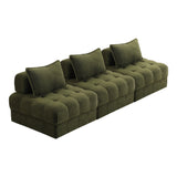 Amorio Verde Modular Sofa Lounge Set | Adjustable Armless Boucle Green Fabric Sofa Modular Lounge