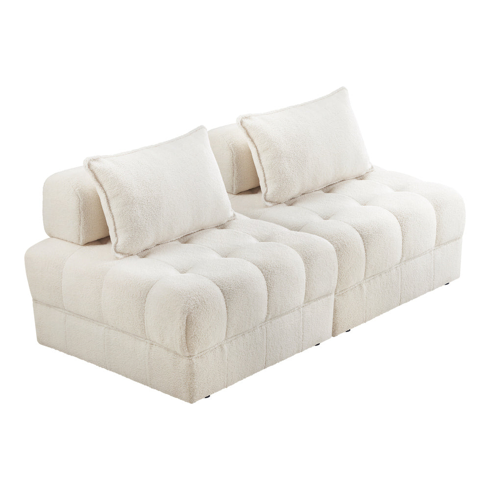 Amorio Versatile Modular Sofa Lounge Set | Adjustable Armless Boucle Fabric Sofa Modular Lounge