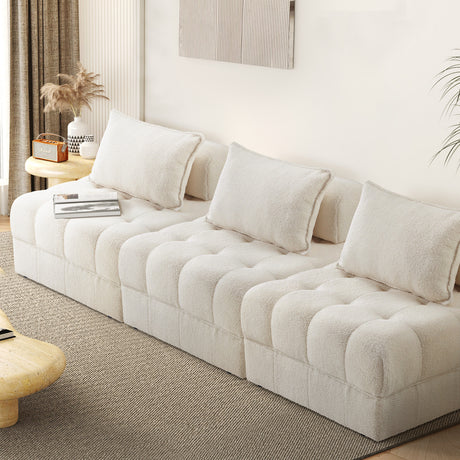 Amorio Verstaile Modular Sofa Lounge Set | Adjustable Armless Boucle Fabric Sofa Modular Lounge