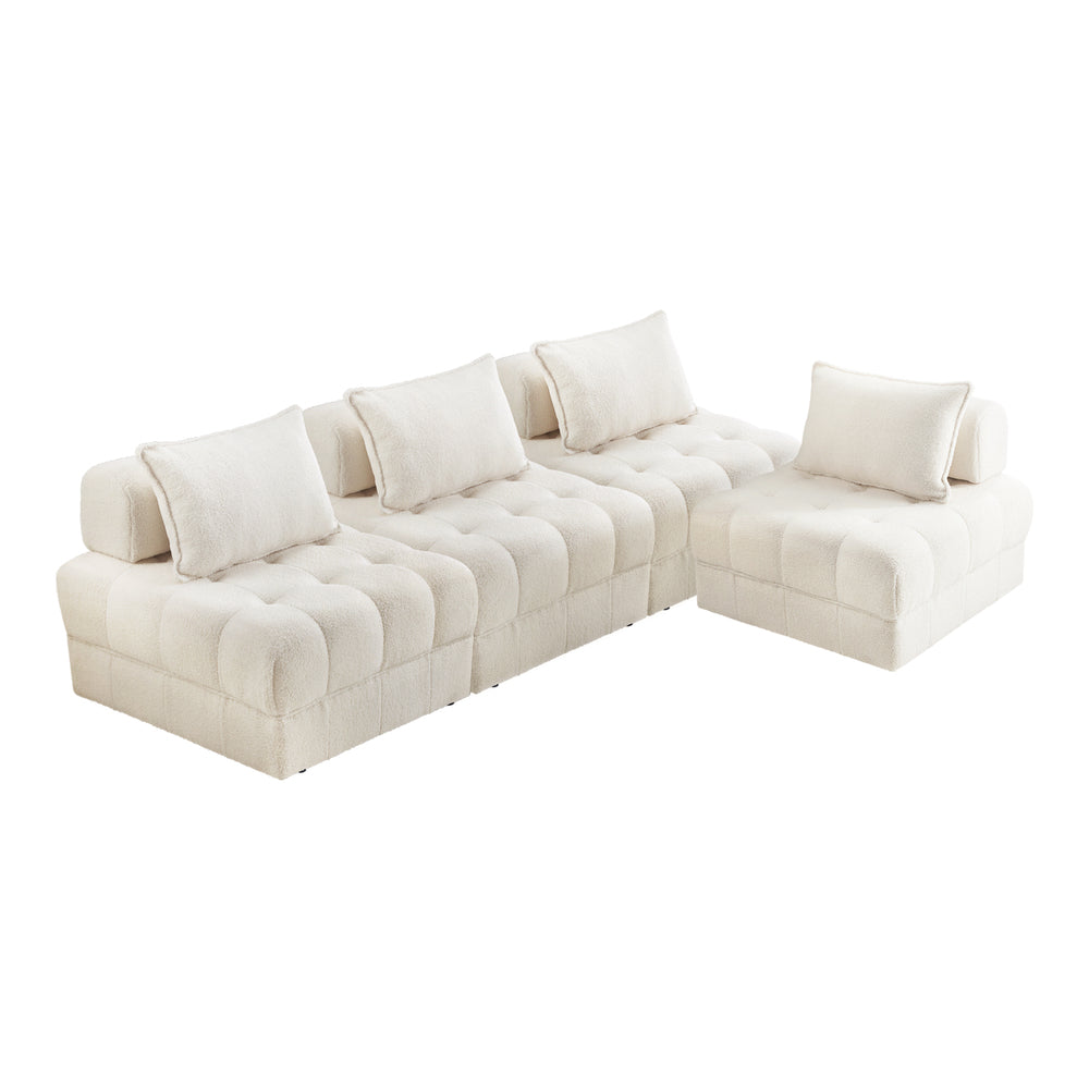 Amorio Versatile Modular Sofa Lounge Set | Adjustable Armless Boucle Fabric Sofa Modular Lounge