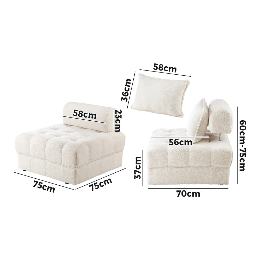 Amorio Versatile Modular Sofa Lounge Set | Adjustable Armless Boucle Fabric Sofa Modular Lounge