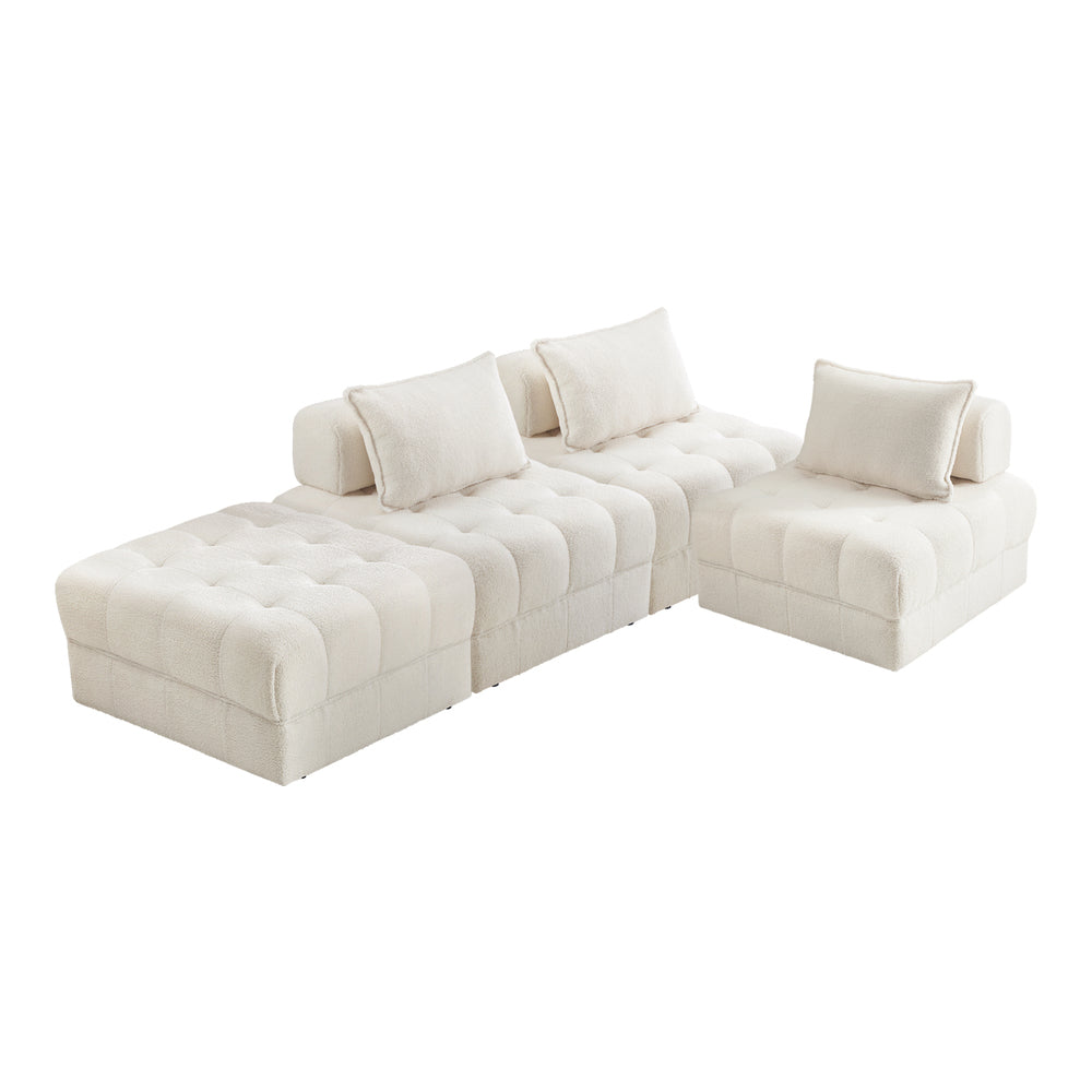 Valore Versatile Modular Sofa Lounge Set | Adjustable Armless Boucle Fabric Sofa Modular Lounge