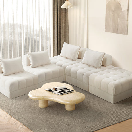 Valore Verstaile Modular Sofa Lounge Set | Adjustable Armless Boucle Fabric Sofa Modular Lounge