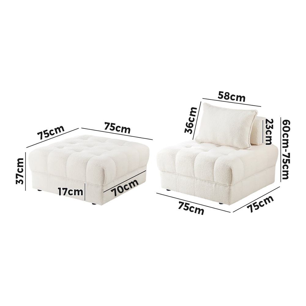 Valore Versatile Modular Sofa Lounge Set | Adjustable Armless Boucle Fabric Sofa Modular Lounge