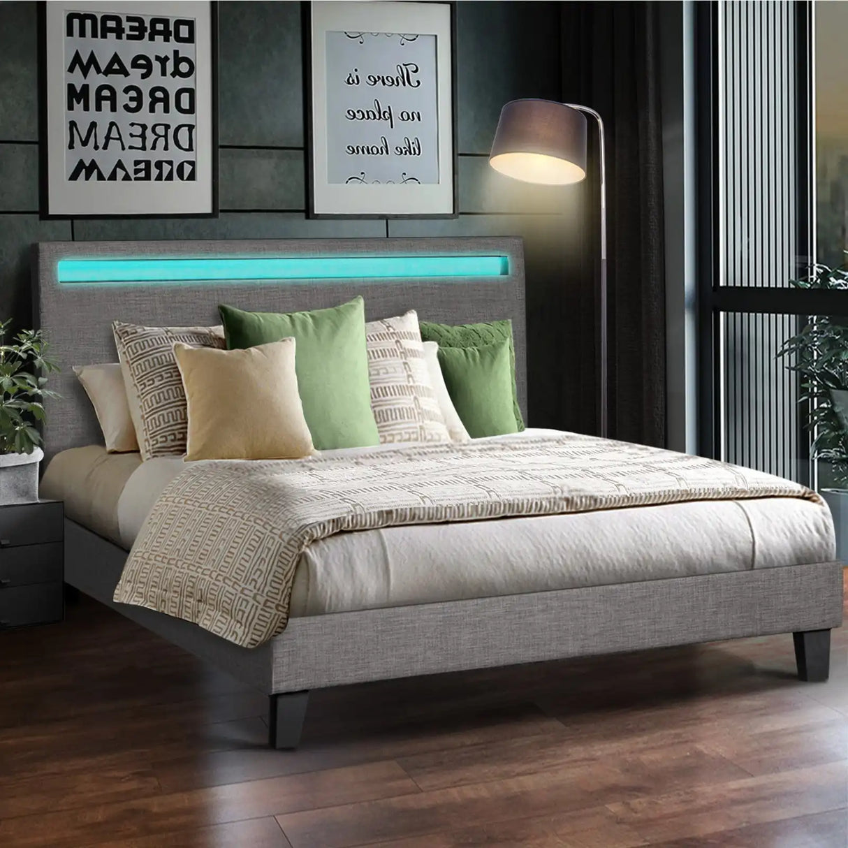 Piazzi PU Leather or Fabric Slimline Modern Bed | High Quality Sturdy Modern Bed with LED Option | 5 Sizes