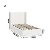 Allure Royale Boucle Fabric Gas Lift Storage Bed | Two In One Bed and Storage Combo Bed Frame in Boucle White | 4 Sizes