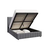 Allure Premium Grey Soft Velvet Fabric Gas Lift Storage Bed | Two In One Bed and Storage Combo Bed Frame | 4 Sizes