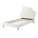 Princess Sierra Cloud Style Bed Frame | Single Size Kids White Soft Touch PU Leather Bed