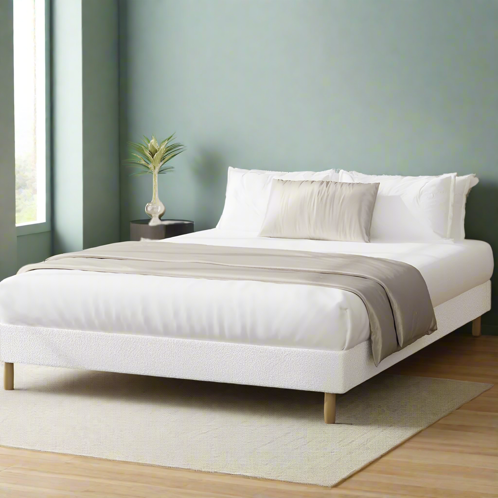 Teddy Milo Boucle Platform Bed Base | Beautiful Modern Boucle Fabric Bed Base