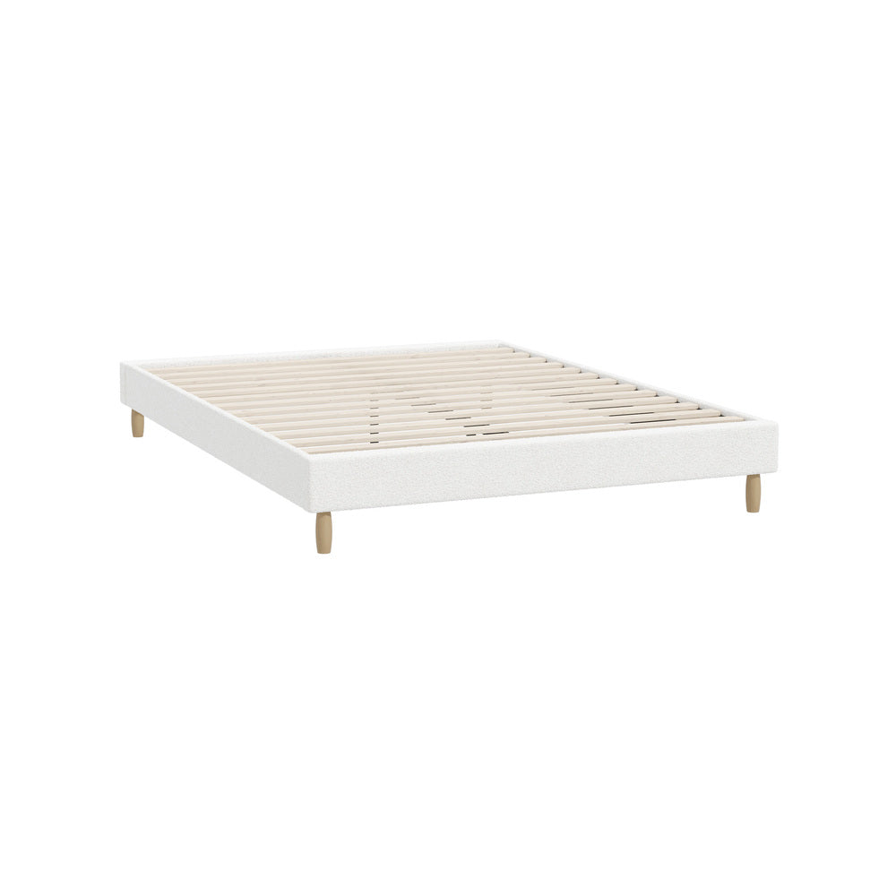 Teddy Milo Boucle Platform Bed Base | Beautiful Modern Boucle Fabric Bed Base