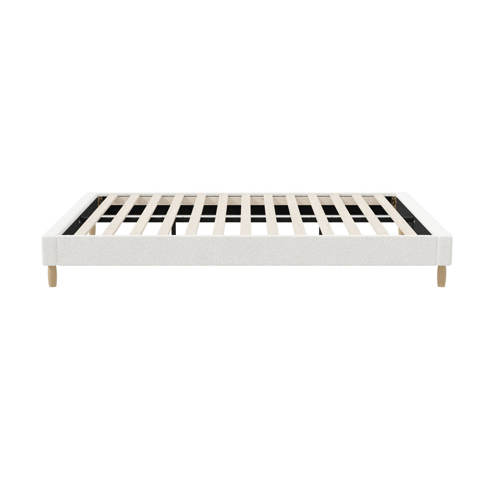 Teddy Milo Boucle Platform Bed Base | Beautiful Modern Boucle Fabric Bed Base | 5 Sizes