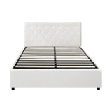 Premium Royale White PU Leather Gas Lift Storage Bed | Two In One Bed and Storage Combo Tufted Pattern