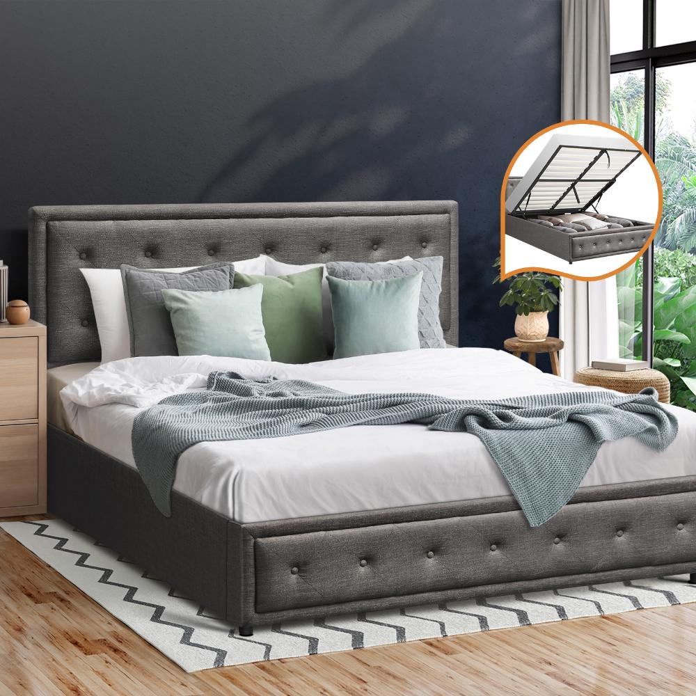 Fiori Luxury Gas Lift Storage Bed | Premium Pu Leather Modern Storage Bed