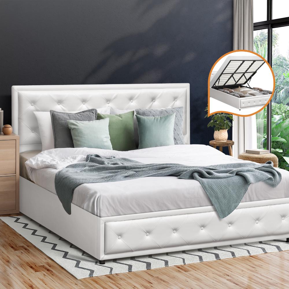 Fiori Luxury Gas Lift Storage Bed | Premium Pu Leather Modern Storage Bed