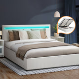 Premium Milano White PU Leather LED Gas Lift Storage Bed | Two In One White Bed Frame and Storage Combo | 4 Sizes