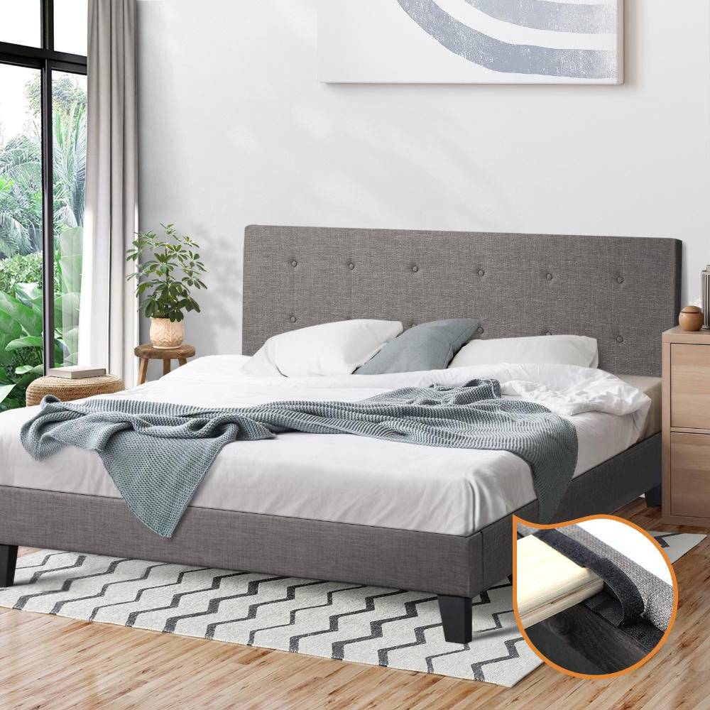 Piazzi Duomo Tuffted Grey Fabric Modern Bed | High Quality Sturdy Modern Slimline Bed Frame | 5 Sizes