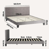 Piazzi Duomo Tuffted Grey Fabric Modern Bed | High Quality Sturdy Modern Slimline Bed Frame