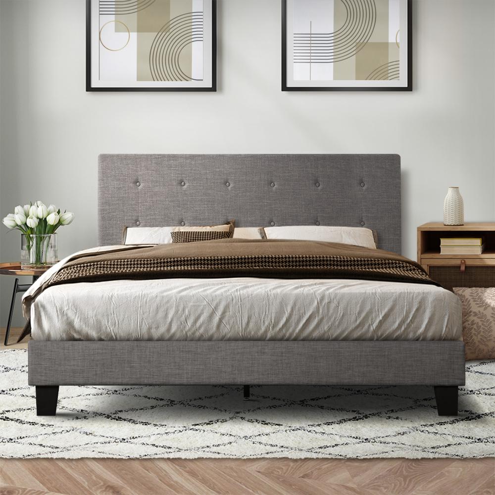 Piazzi Duomo Tuffted Grey Fabric Modern Bed | High Quality Sturdy Modern Slimline Bed Frame | 5 Sizes