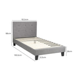 Piazzi Duomo Tuffted Grey Fabric Modern Bed | High Quality Sturdy Modern Slimline Bed Frame