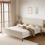 Luxore Velvet Touch Venezia Bed Frame | Modern Premium Soft Plush Beige Velvet Bed in 4 Sizes