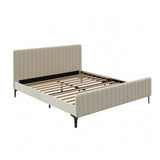 Luxore Velvet Touch Venezia Bed Frame | Modern Premium Soft Plush Beige Velvet Bed in 4 Sizes