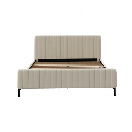 Luxore Velvet Touch Venezia Bed Frame | Modern Premium Soft Plush Beige Velvet Bed in 4 Sizes