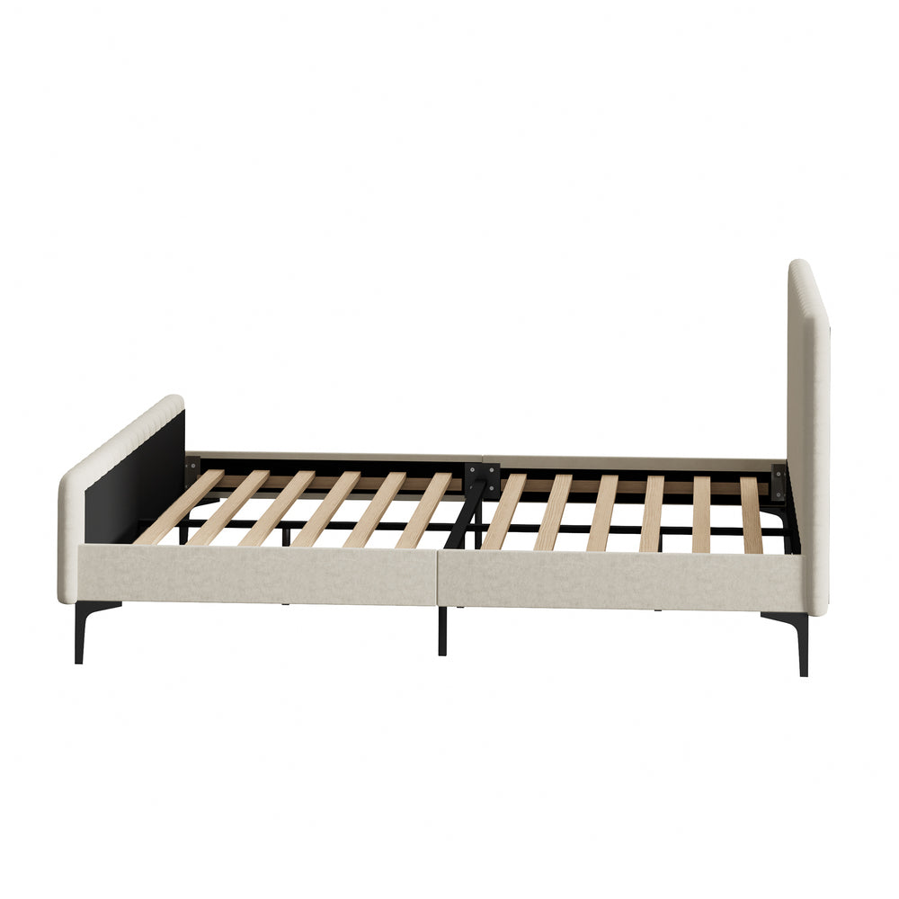 Luxore Velvet Touch Venezia Bed Frame | Modern Premium Soft Plush Beige Velvet Bed in 4 Sizes