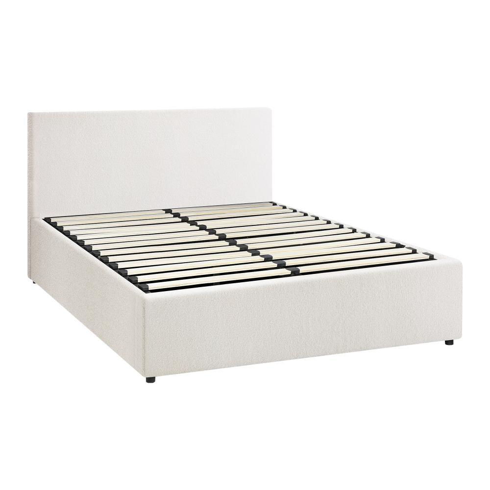 Premium Milano White Boucle Fabric Gas Lift Storage Bed | Two In One Bed and Storage Combo | 5 Sizes