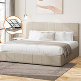 Premium Milano Beige Soft Fabric Gas Lift Storage Bed | Two In One Bed and Storage Combo Bed Frame | 4 Sizes