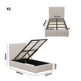 Premium Milano Beige Soft Fabric Gas Lift Storage Bed | Two In One Bed and Storage Combo Bed Frame | 4 Sizes