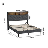 Piazzi LED Tuffted Grey Fabric Storage Bed |Modern Super Storage LED Lights Bed Frame | 4 Sizes