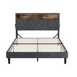 Piazzi LED Tuffted Grey Fabric Storage Bed |Modern Super Storage LED Lights Bed Frame | 4 Sizes