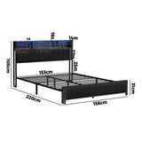 Duomo Queen LED Black PU Leather Storage Bed with USB | Multi Functional Storage LED Lights Bed Frame