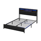 Duomo Queen LED Black PU Leather Storage Bed with USB | Multi Functional Storage LED Lights Bed Frame