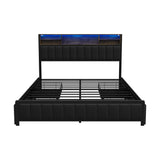 Duomo LED Black PU Leather Storage Bed | Multi Functional Storage LED Lights Bed Frame | Optional Draws