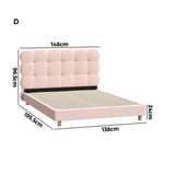 Millie Tuffted Pink Clouds Soft Boucle Fabric Bed | Cushioned Touch Pink Upholstered Boucle Bed Frame