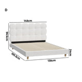 Millie Tuffted Clouds Soft Boucle Fabric White Bed | Cushioned Touch White Upholstered Boucle Bed Frame