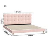 Millie Tuffted Pink Clouds Soft Boucle Fabric Bed | Cushioned Touch Pink Upholstered Boucle Bed Frame