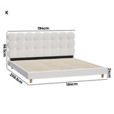 Millie Tuffted Clouds Soft Boucle Fabric White Bed | Cushioned Touch White Upholstered Boucle Bed Frame