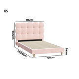 Millie Tuffted Pink Clouds Soft Boucle Fabric Bed | Cushioned Touch Pink Upholstered Boucle Bed Frame