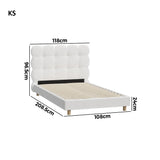 Millie Tuffted Clouds Soft Boucle Fabric White Bed | Cushioned Touch White Upholstered Boucle Bed Frame