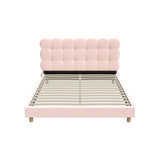 Millie Tuffted Pink Clouds Soft Boucle Fabric Bed | Cushioned Touch Pink Upholstered Boucle Bed Frame