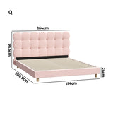 Millie Tuffted Pink Clouds Soft Boucle Fabric Bed | Cushioned Touch Pink Upholstered Boucle Bed Frame