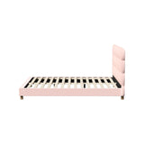 Millie Tuffted Pink Clouds Soft Boucle Fabric Bed | Cushioned Touch Pink Upholstered Boucle Bed Frame